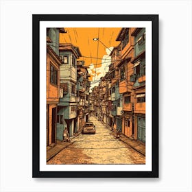 Painting Of Rio De Janeiro  In The Style Of Line Art 4 Art Print