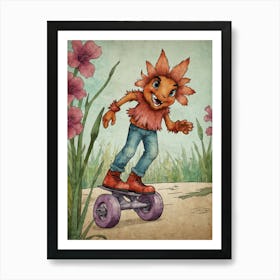 Boy On A Skateboard Art Print