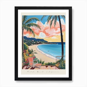 Poster Of Malibu Beach, California, Matisse And Rousseau Style 3 Art Print