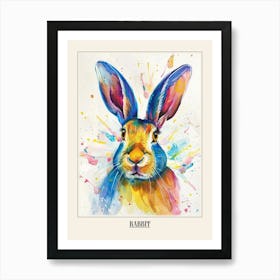 Rabbit Colourful Watercolour 2 Poster Art Print