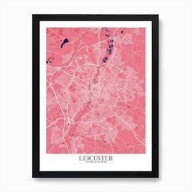 Leicester Pink Purple Map Art Print