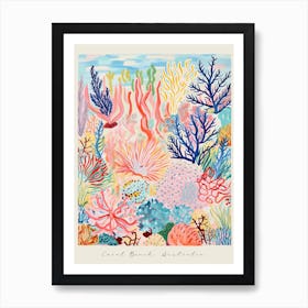 Poster Of Coral Beach, Australia, Matisse And Rousseau Style 4 Art Print