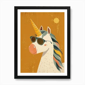 Unicorn With Sunglasses Muted Pastel 3 Art Print