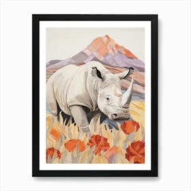 Patchwork Colourful Rhino 2 Art Print