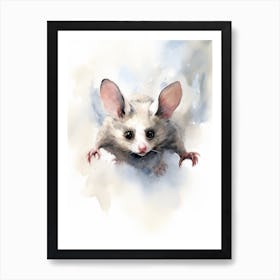Light Watercolor Painting Of A Acrobatic Possum 1 Art Print