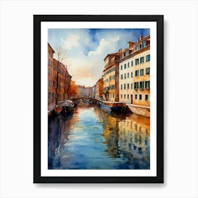 Watercolor Of Venice Canal Art Print