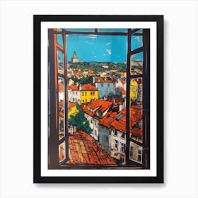 A Window View Of Prague In The Style Of Pop Art 4 Art Print