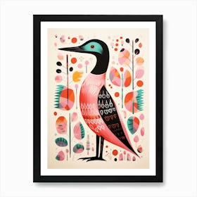 Pink Scandi Common Loon 4 Art Print