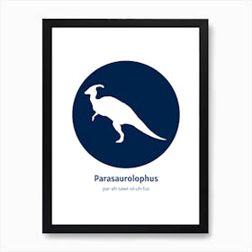 Dinosaur Parasaurolophus Blue Nursery Art Print