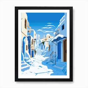 Greek Village In Winter 1 Art Print