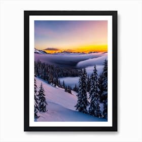 Tignes, France Sunrise Skiing Poster Art Print