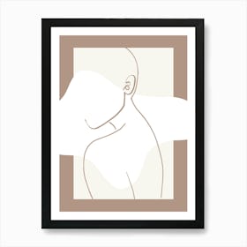 Portrait Of A Woman Monoline Asthetic Mnimalist Drawing Art Print