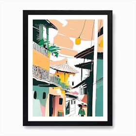 Hoi An Vietnam Muted Pastel Tropical Destination Art Print