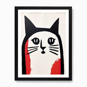 Whisker Wonderland: Cat-Inspired Cubist Minimalism Art Print