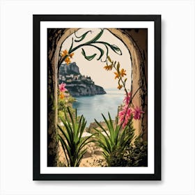 Amalfi Coast, Flower Collage 9 Art Print