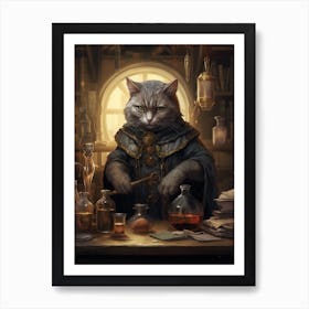 Medieval Alchemist Cat Art Print