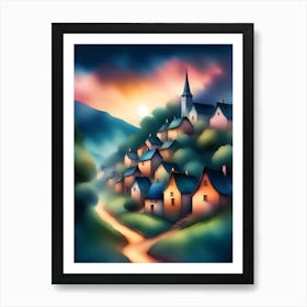 Village At Sunset Poster