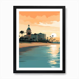 Coronado Beach San Diego California Mediterranean Style Illustration 1 Art Print