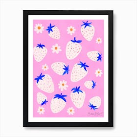 Pink Strawberry Filedy Art Print