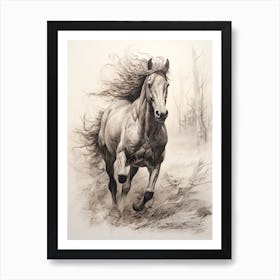 A Horse Painting In The Style Of Grattage 1 Art Print