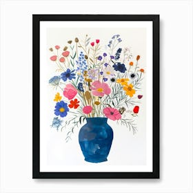 Wildflowers In A Blue Vase 1 Art Print