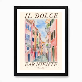 Il Dolce Far Niente Venice, Italy Watercolour Streets 4 Poster Art Print