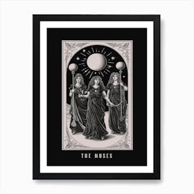 The Muses Tarot Card B&W Art Print