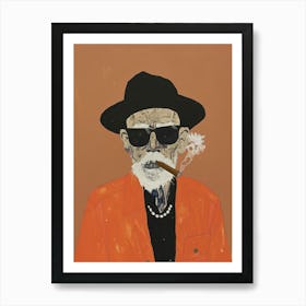 Old Man Smoking A Cigarette Art Print