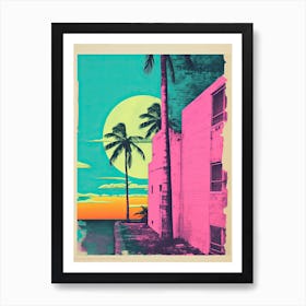 Miami In Risograph Style 2 Art Print