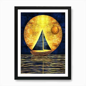 Sailboat In The Moonlight Art Print