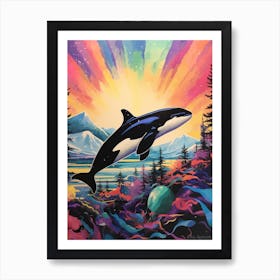Surreal Orca Whale Mountain  Art Print