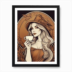 Witch With A Cup Of Coffee 6 Art Print