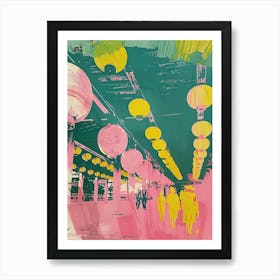 Nara Japan Retro Duotone Silkscreen 5 Art Print