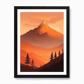 Misty Mountains Vertical Composition In Orange Tone 358 Art Print