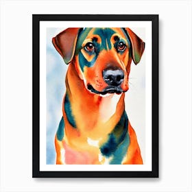 German Pinscher 3 Watercolour Dog Art Print