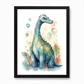 Brachiosaurus Cute Dinosaur Watercolour 4 Art Print