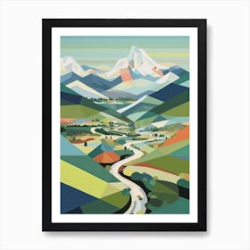 Mountains And Valley   Geometric Vector Illustration 2 Art Print