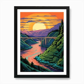 Columbia River Washington Retro Pop Art 15 Art Print