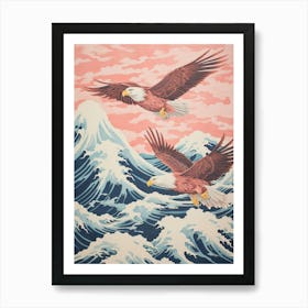 Vintage Japanese Inspired Bird Print Bald Eagle 3 Art Print