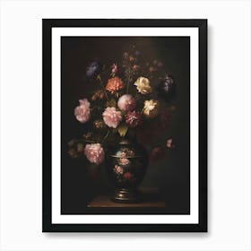 Flowers Vase Still Life Petals Bloom Art Print