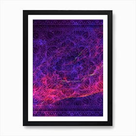Cosmic mandala #10 - space neon poster Art Print
