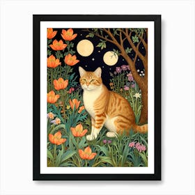 William Morris Cat In The Garden 3 Art Print