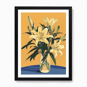 Lily Flowers On A Table   Contemporary Illustration 4 Art Print