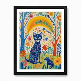 Blue Cat In The Garden Style Henri Matisse Art Print