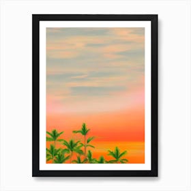 Nusa Dua Beach, Bali, Indonesia Pink & Orange Millenial Art Print