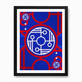 Geometric Abstract Glyph in White on Red and Blue Array n.0081 Art Print
