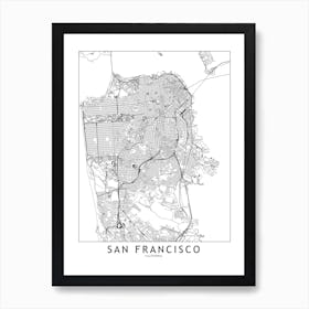 San Francisco White Map Art Print