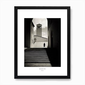 Poster Of Assisi, Italy, Black And White Analogue Photography 4 Art Print