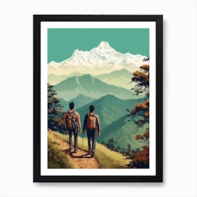 Poon Hill Trek Nepal 4 Vintage Travel Illustration Art Print