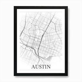 Austin, Texas, United States, City Map, Black And White Fade Design Affiche